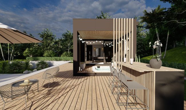 Homybox - box en bois - espace détente - pool house - exemple 1